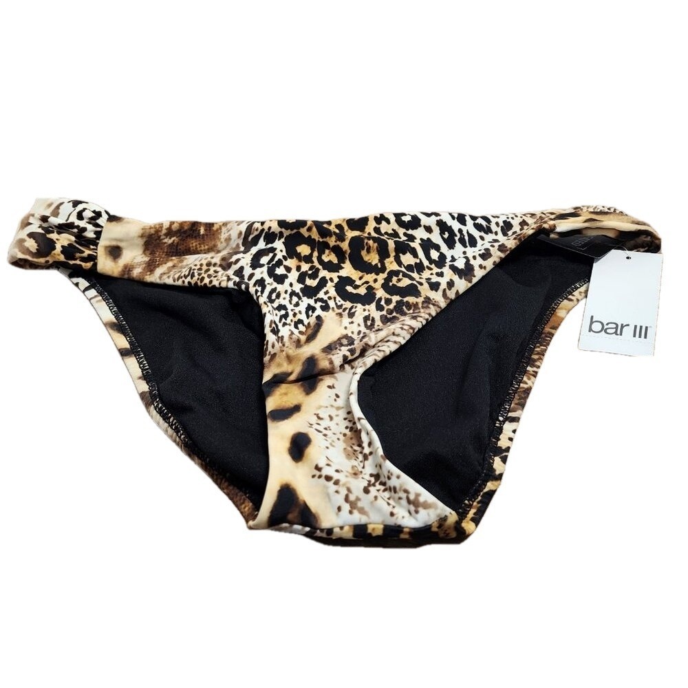 Bar III Womens Leopard Print Hipster‎ Bikini Bottom Size M NWT Animal Print Swim